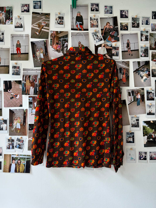 edi pattern button up Tops