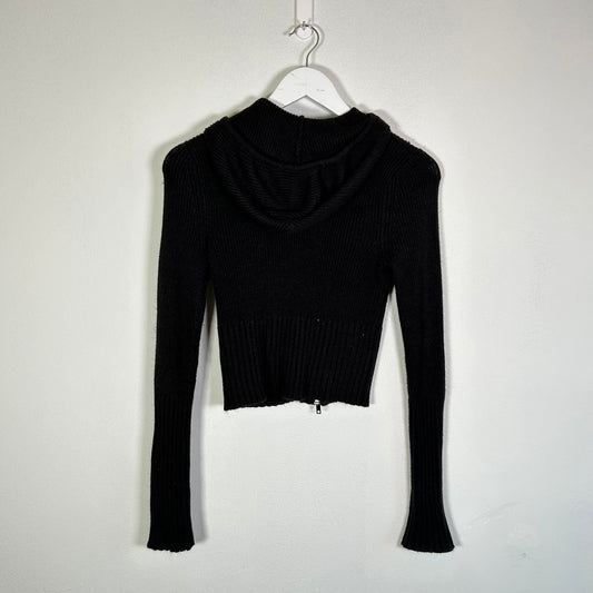 Divided knit hood jacket Tops