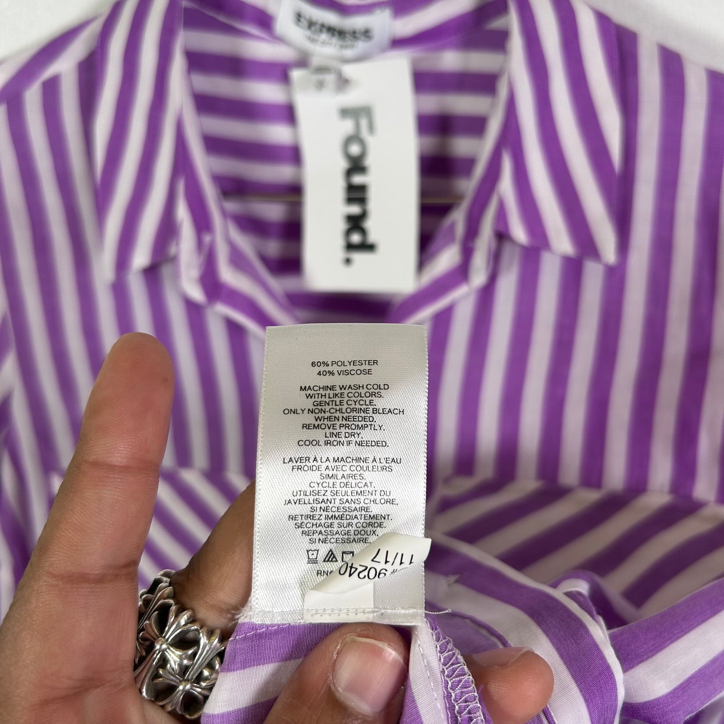 Express striped ls button-up Tops