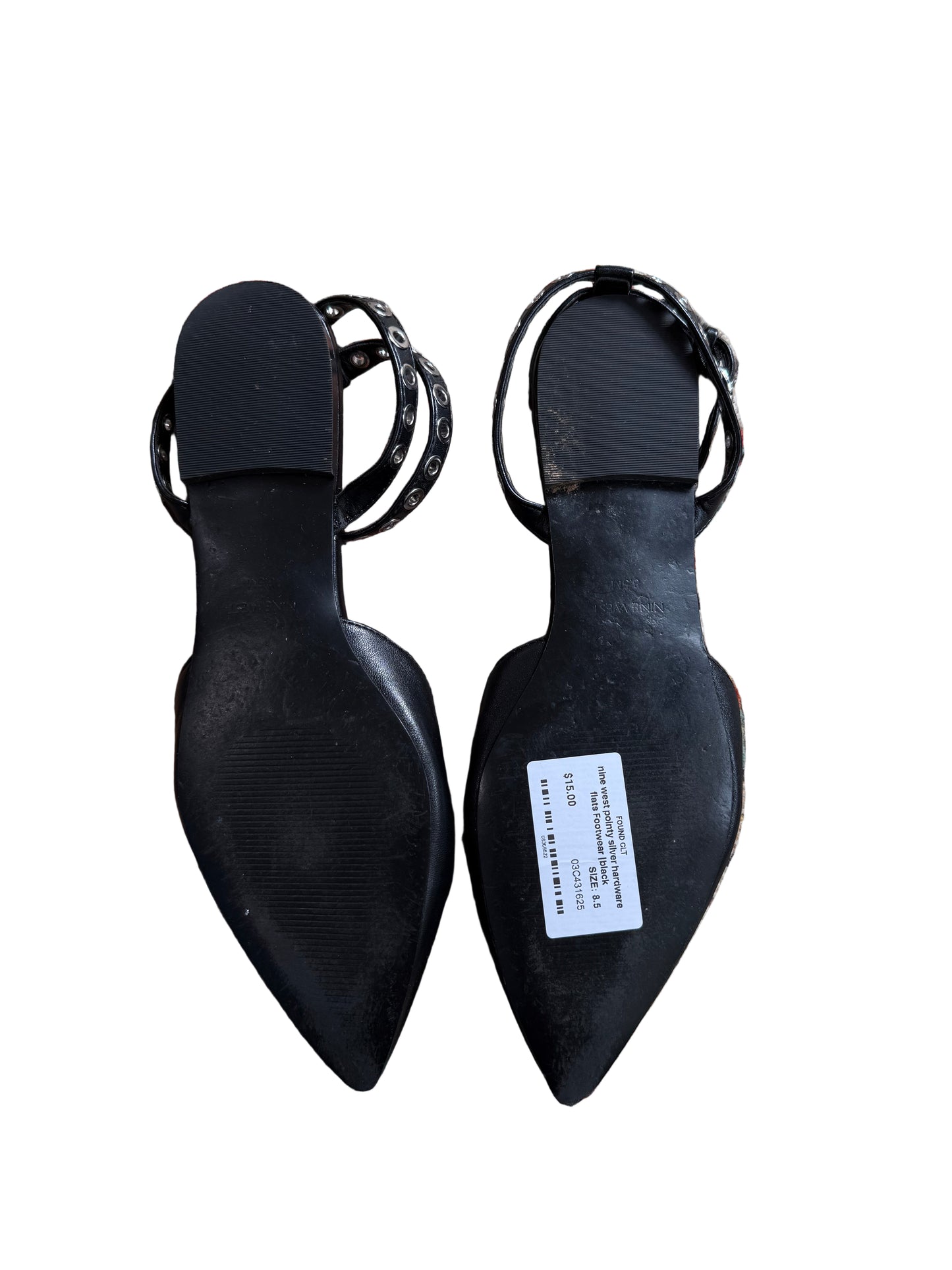 nine west pointy silver hardware flats Footwear