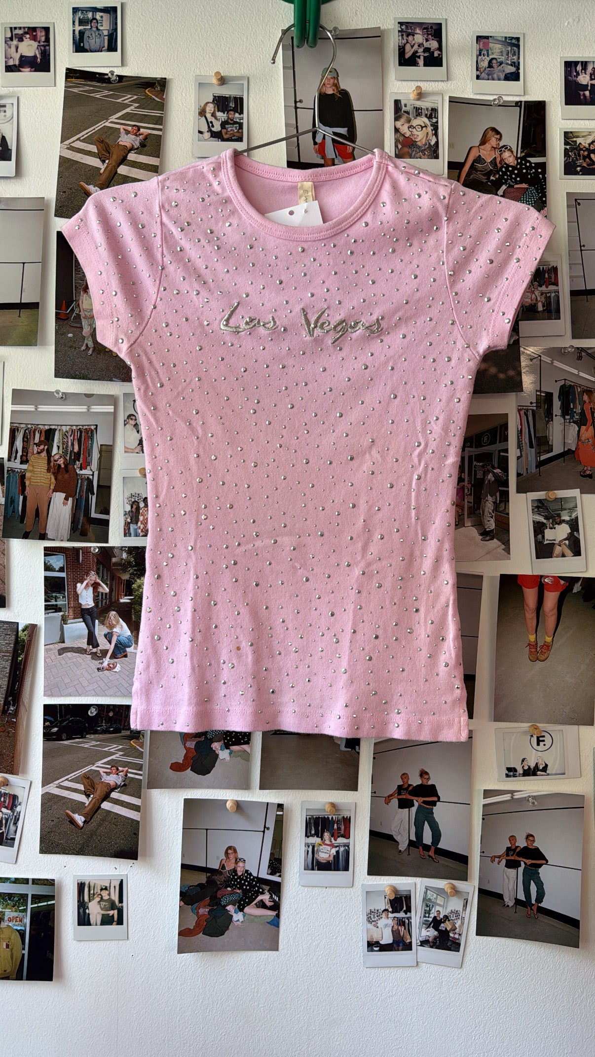 Las Vegas Bedazzled baby tee Tops