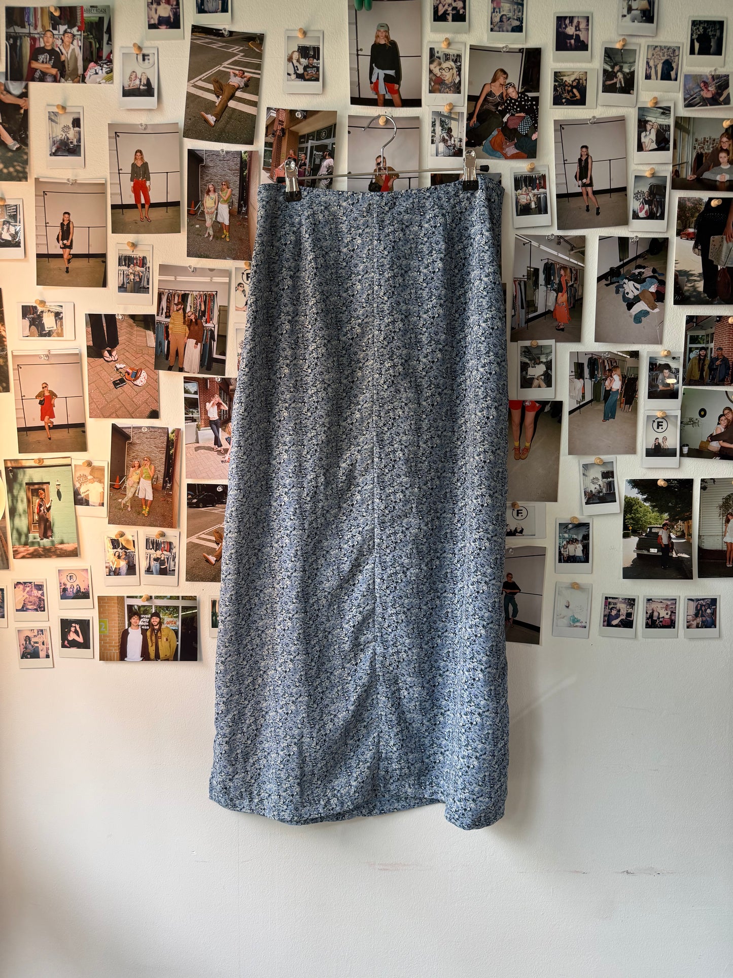 Vintage Blue Maxi Patterned Skirt Skirt