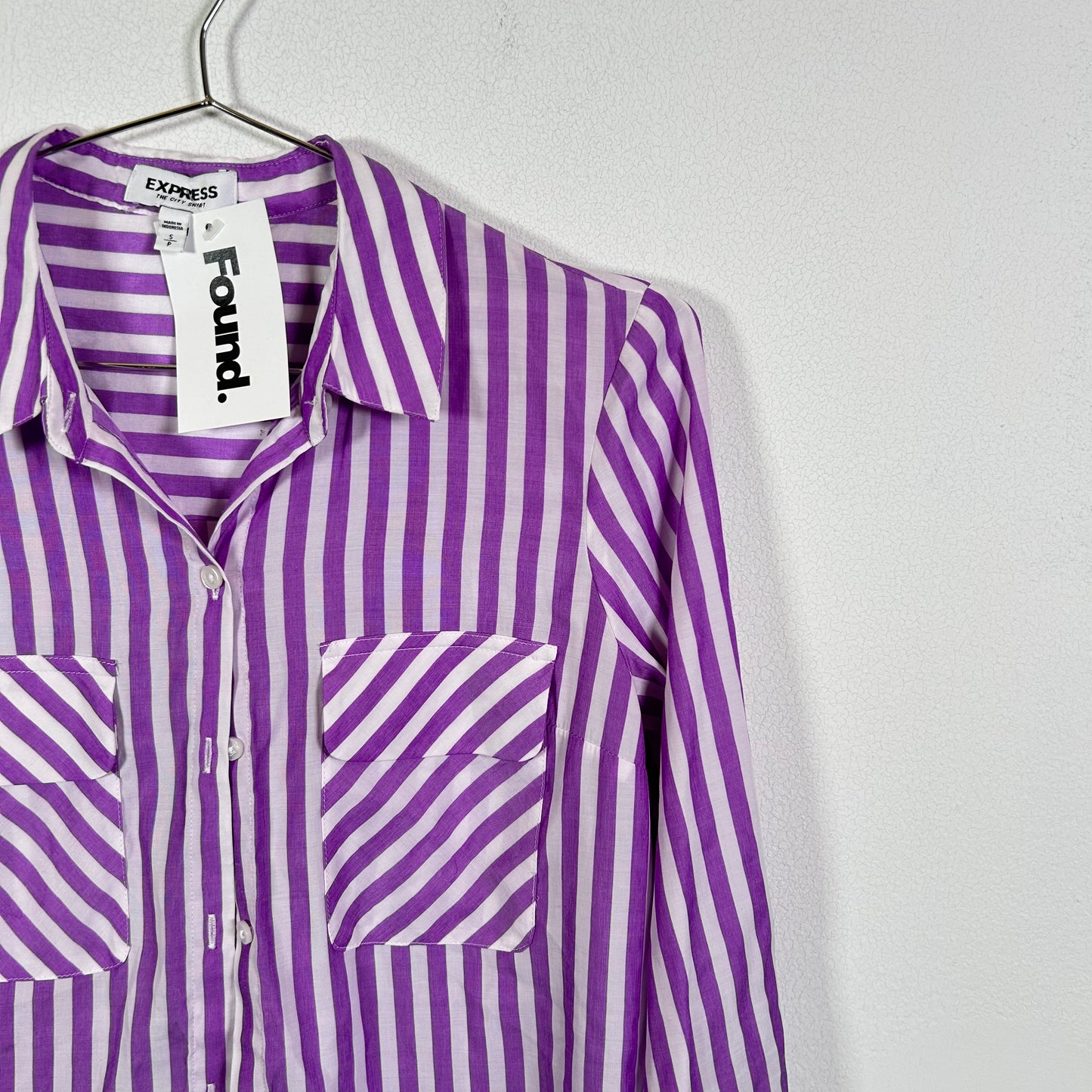 Express striped ls button-up Tops