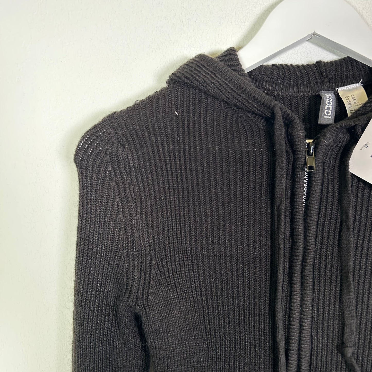 Divided knit hood jacket Tops