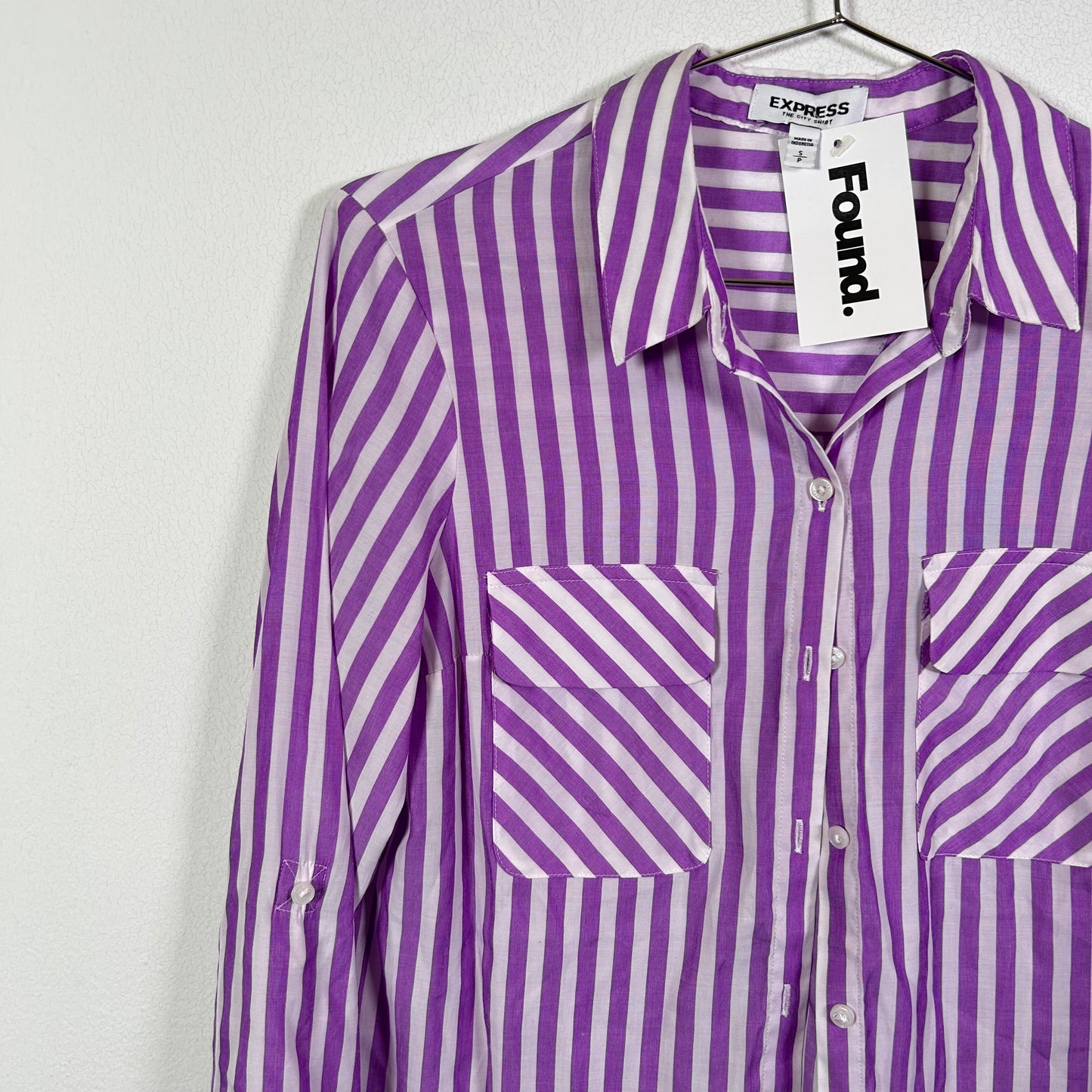 Express striped ls button-up Tops