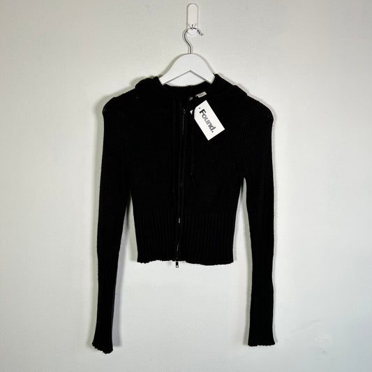 Divided knit hood jacket Tops