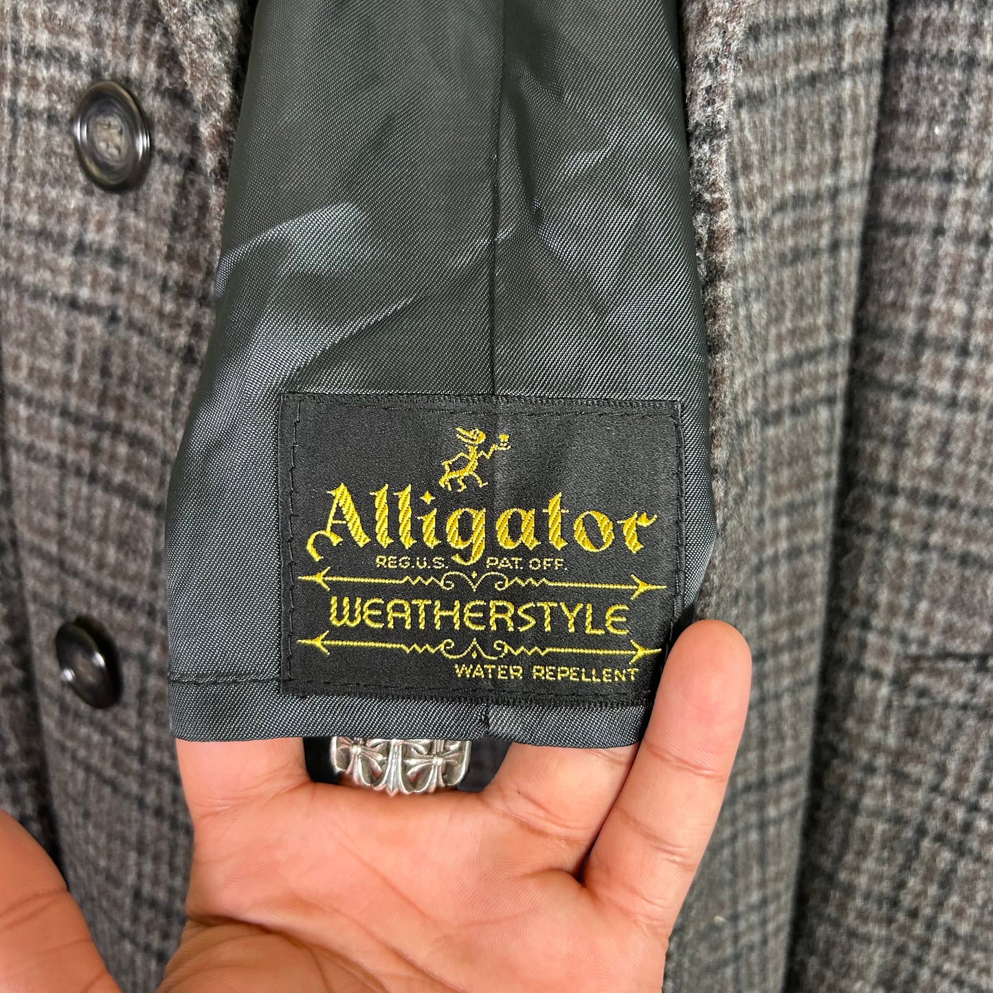 alligator weather style plaid wool trench coat Outerwear