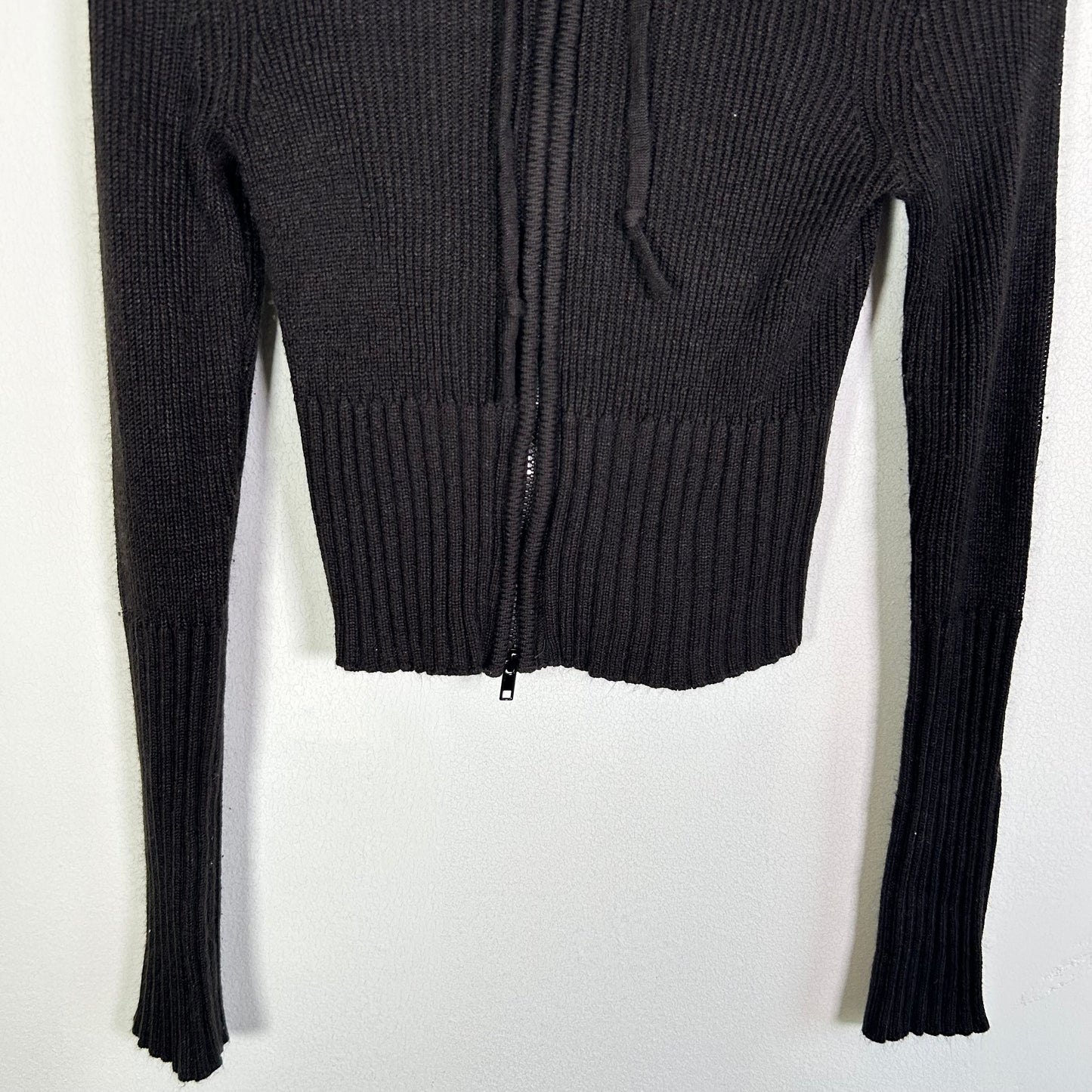 Divided knit hood jacket Tops