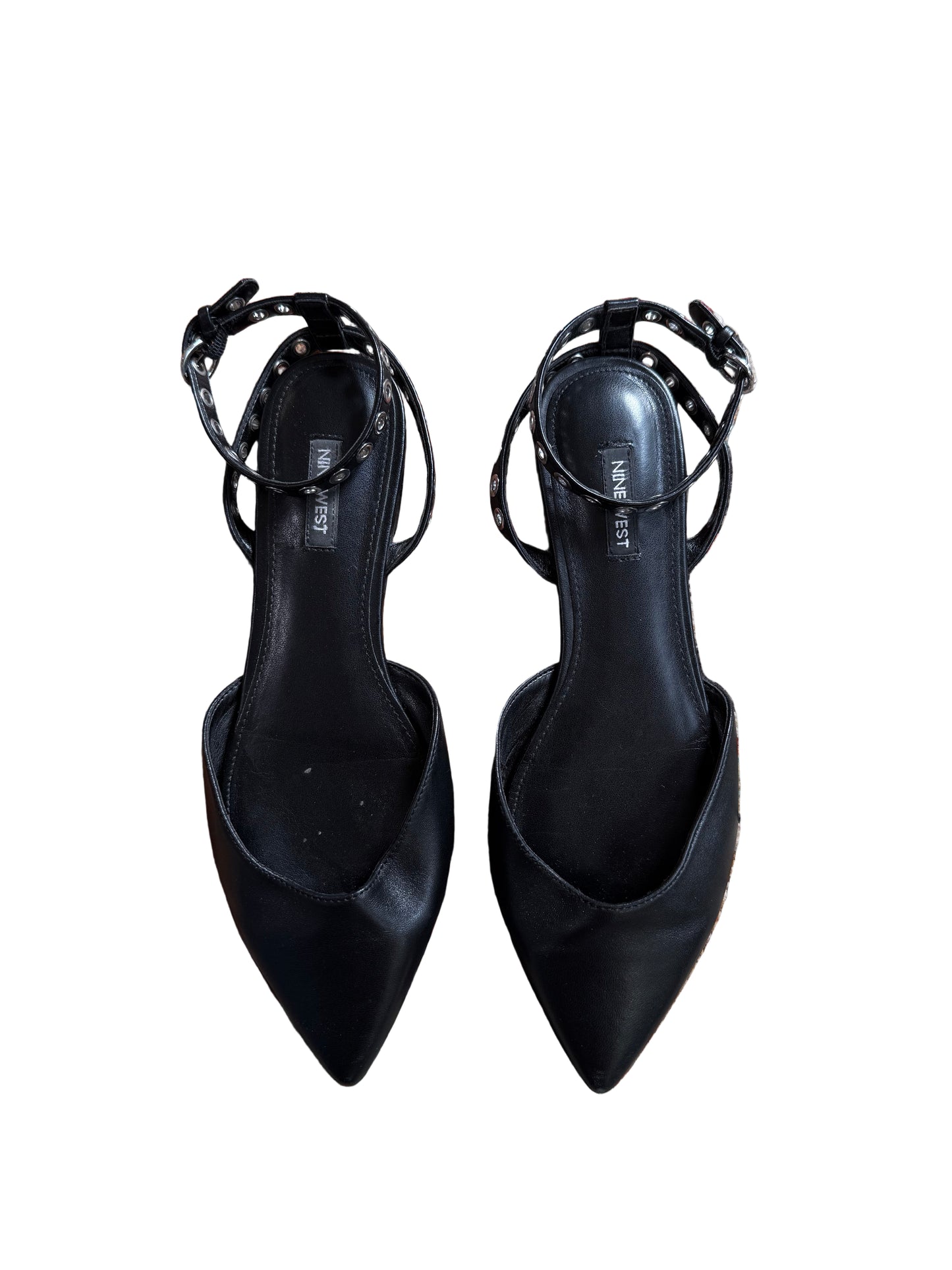 nine west pointy silver hardware flats Footwear