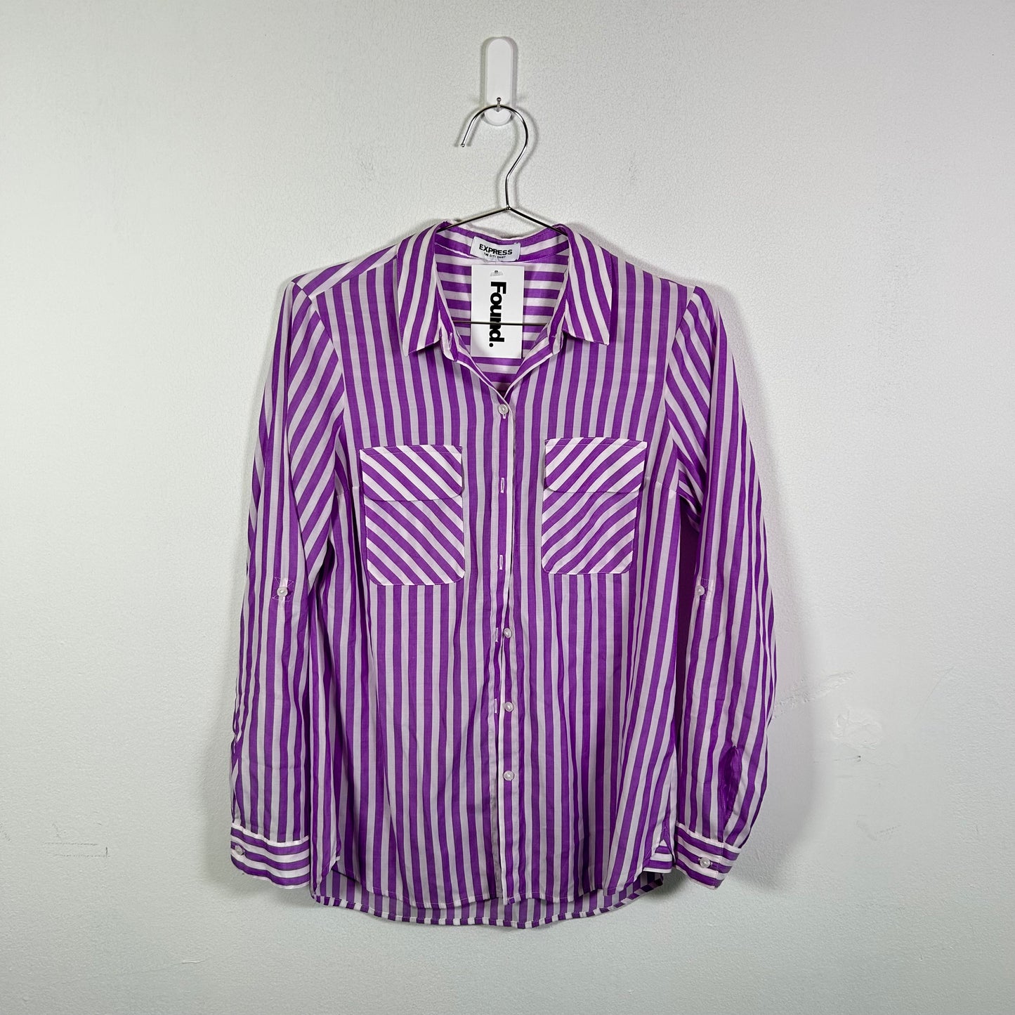 Express striped ls button-up Tops
