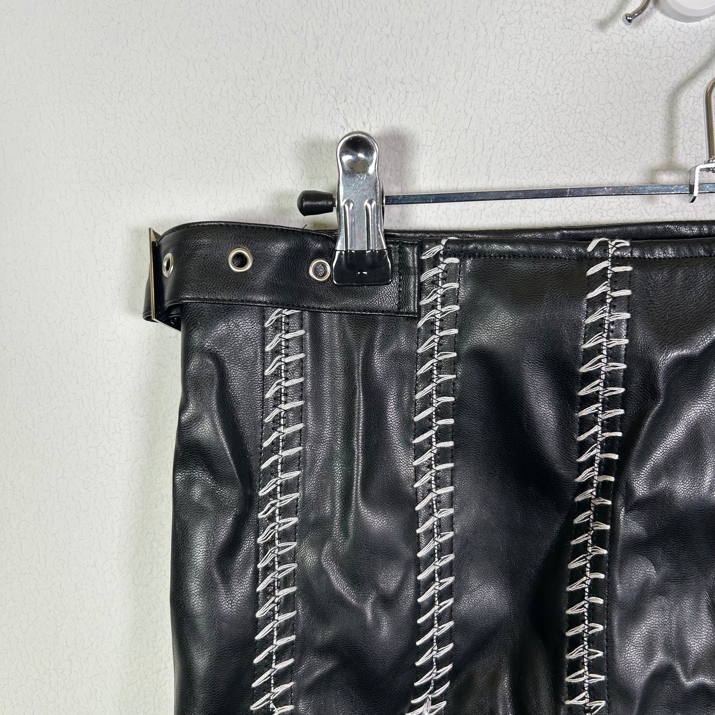 ego pleather stitched mini skirt  Skirt