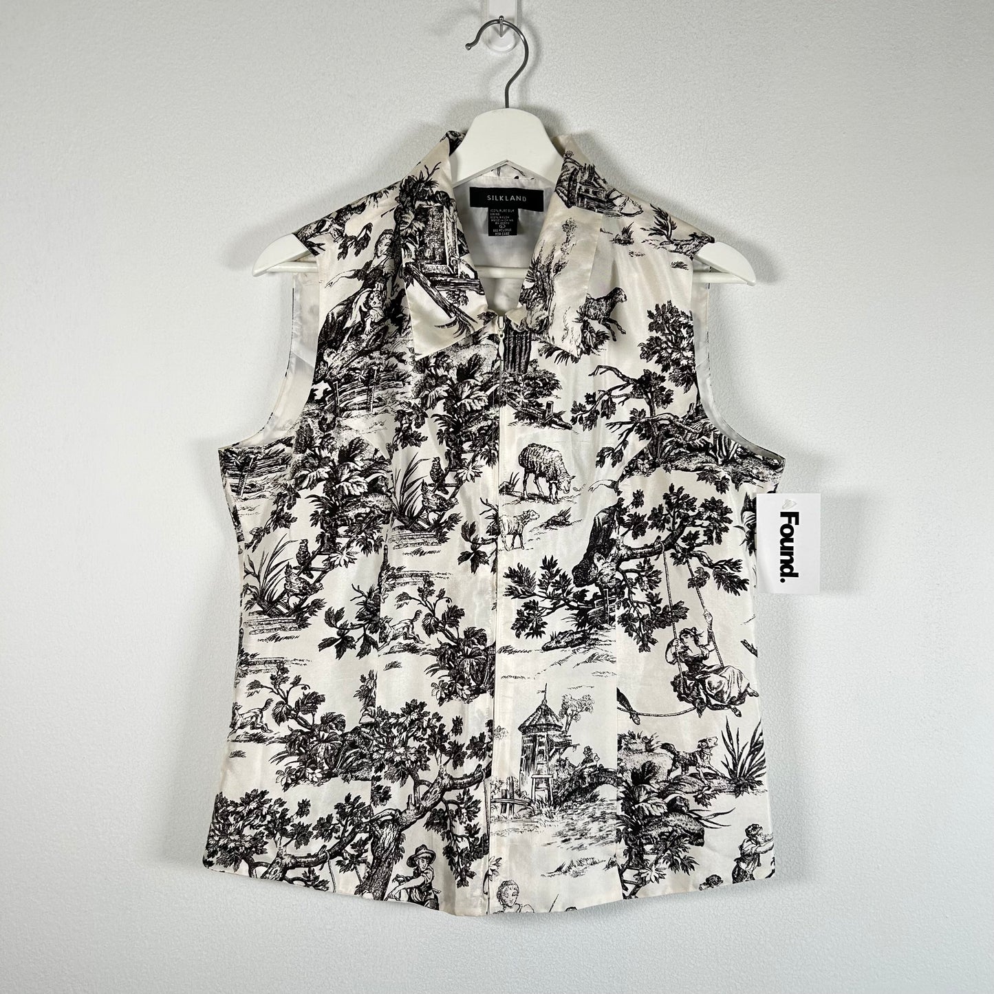 silk land patterned vest  Tops
