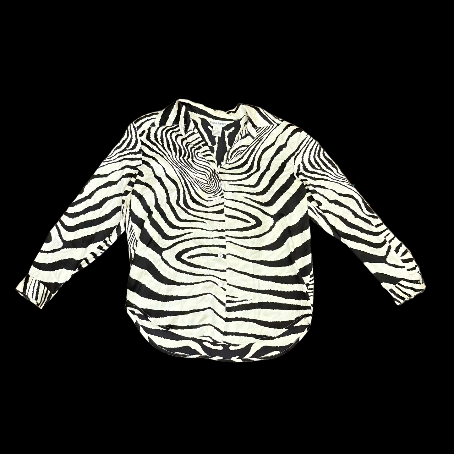 paolo santini zebra button-up 100% silk Tops