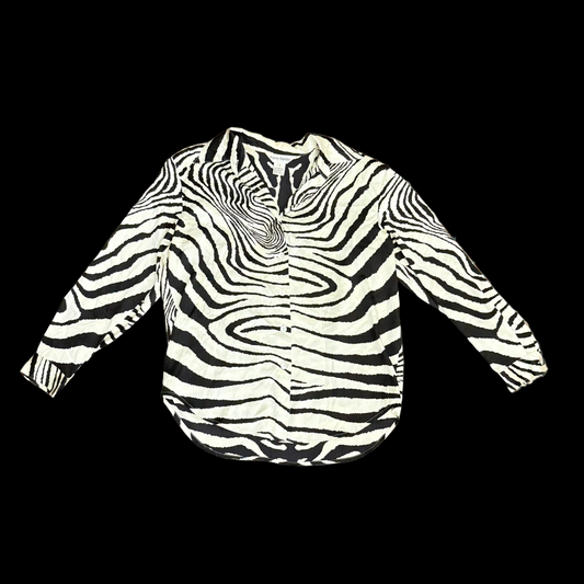 paolo santini zebra button-up 100% silk Tops