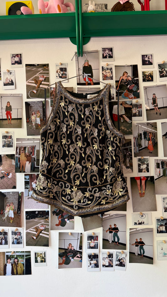 papell boutique  silk beaded top  Tops