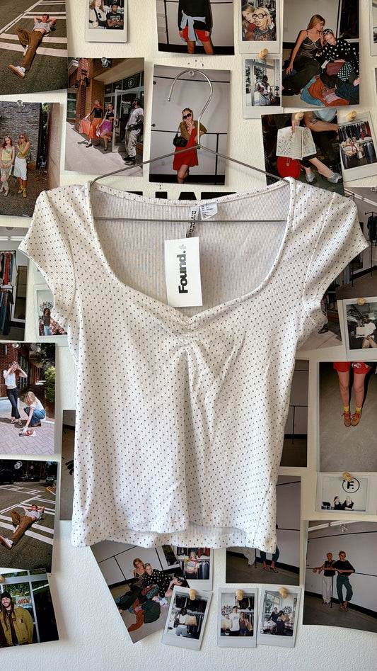 divided  polka dot ss top  Tops