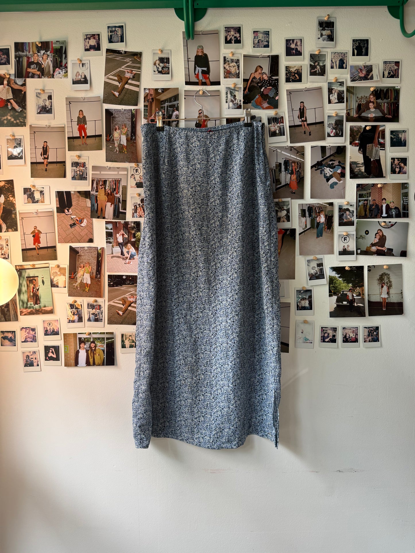 Vintage Blue Maxi Patterned Skirt Skirt