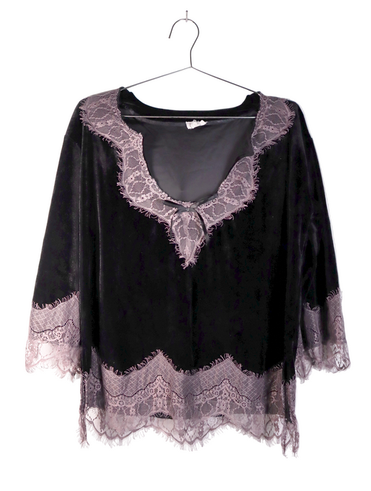 POL Velvet Lace Longsleeve Tops